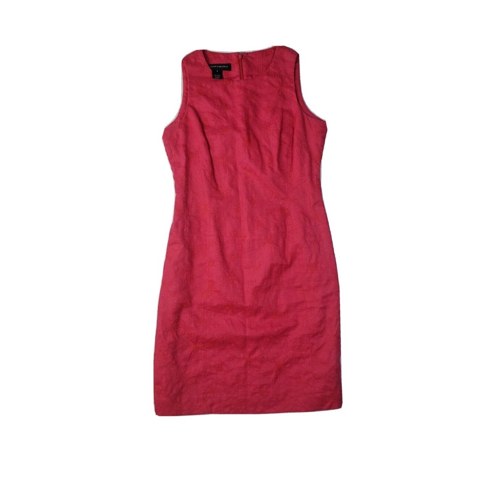 Jones New York Hot Pink 100% Linen Floral Sleeveless Slip Dress Womens 4